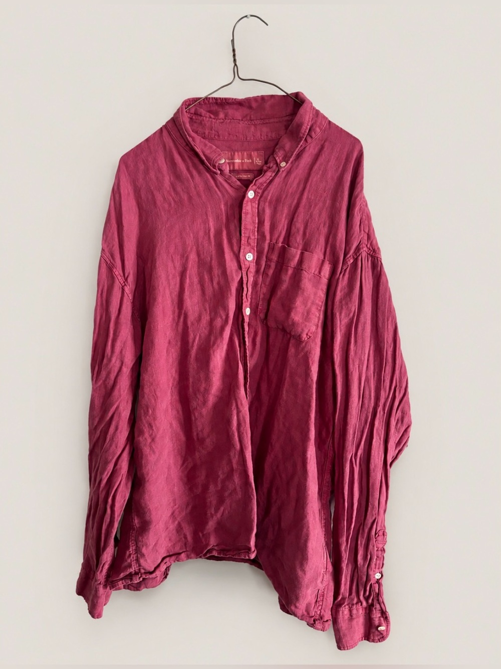 Abercrombie & Fitch 100% Linen Bitton Down Shirt XL